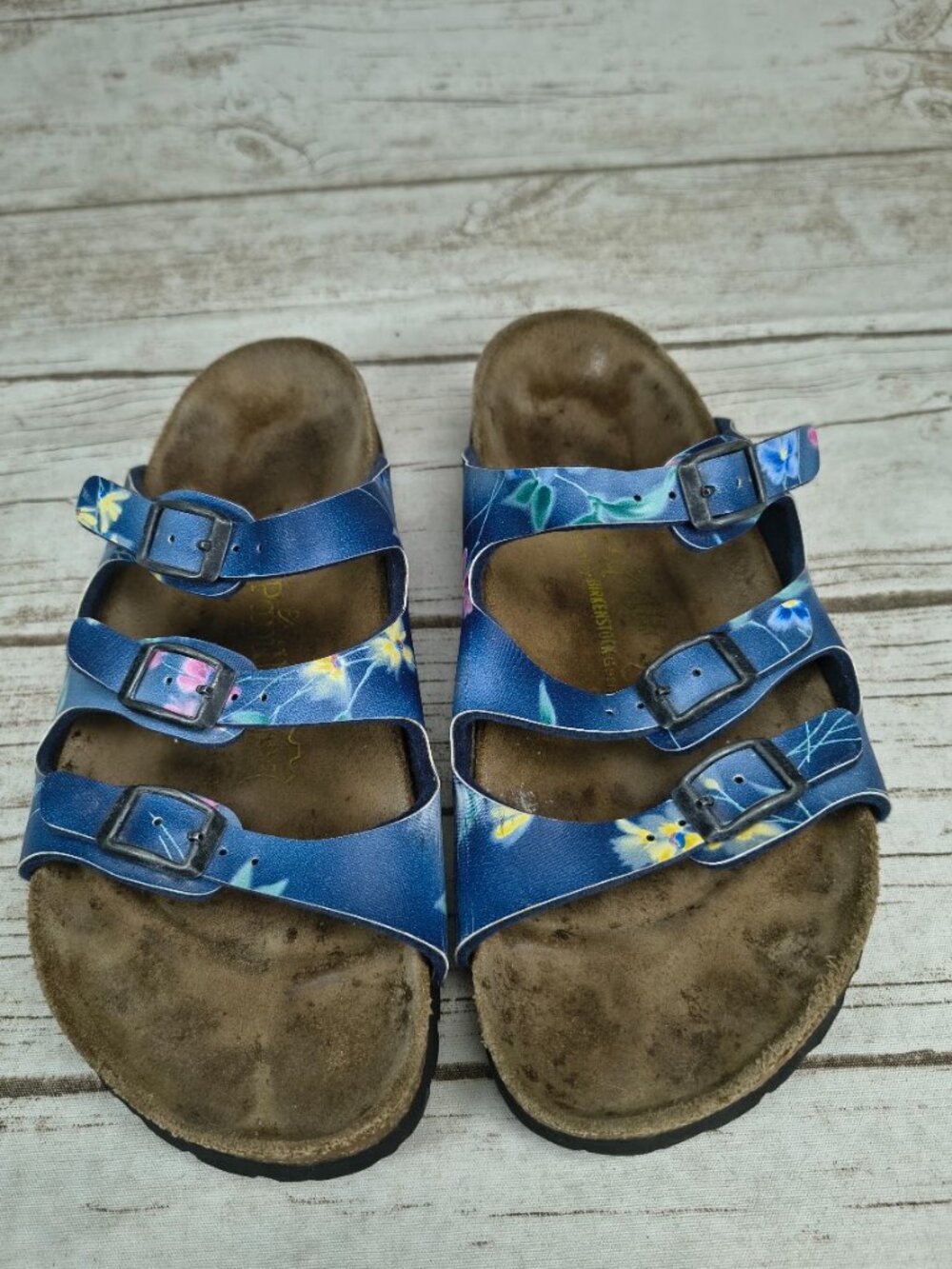 Papillio by Birkenstock Blue Floral Sandals Size 7